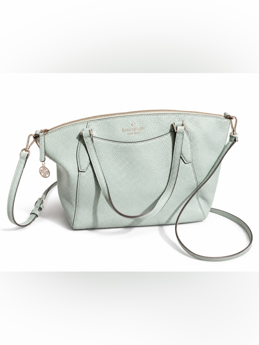 kate spade Mint Green Pebbled Leather Satchel Tote